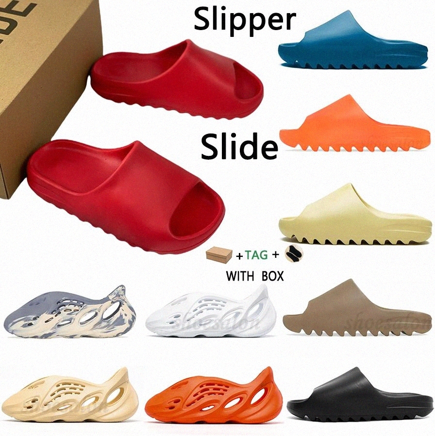 

Kanye Slides West bone resin yeezy yezzy desert sand Slippers black white red Slide earth brown MXT Moon Grey Foam Slipper men women mens sandals Soot Core Pure c865#, I need look other product