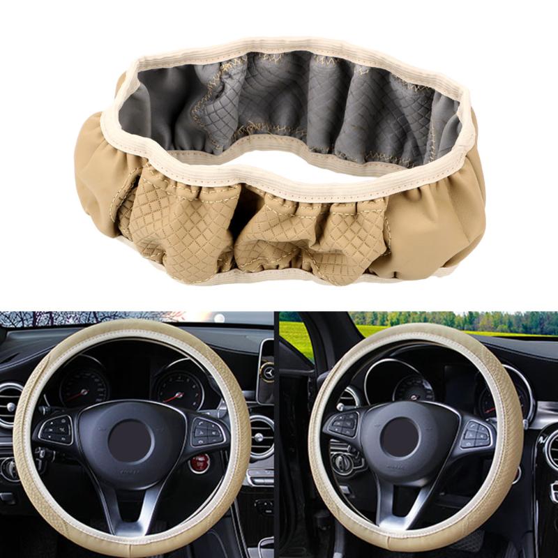 

Steering Wheel Covers Anti-Slip Car Cover Embossing Leather Universal Auto Steering- Interior Accessories