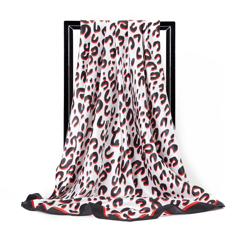 

Scarves Fashion 90X90CM Square Leopard Print Hijab Scarfs Female Kerchief Ladies Silk Satin Shawl And Wraps Wholesale