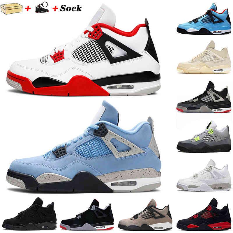 

Top Quality 4s 2021 Jumpman Off Basketball Shoes 4 Fashion University Blue Fire Red White Oreo Cool Grey Black Cat Womens Sneakers Sports, C43 red thunder 40-47