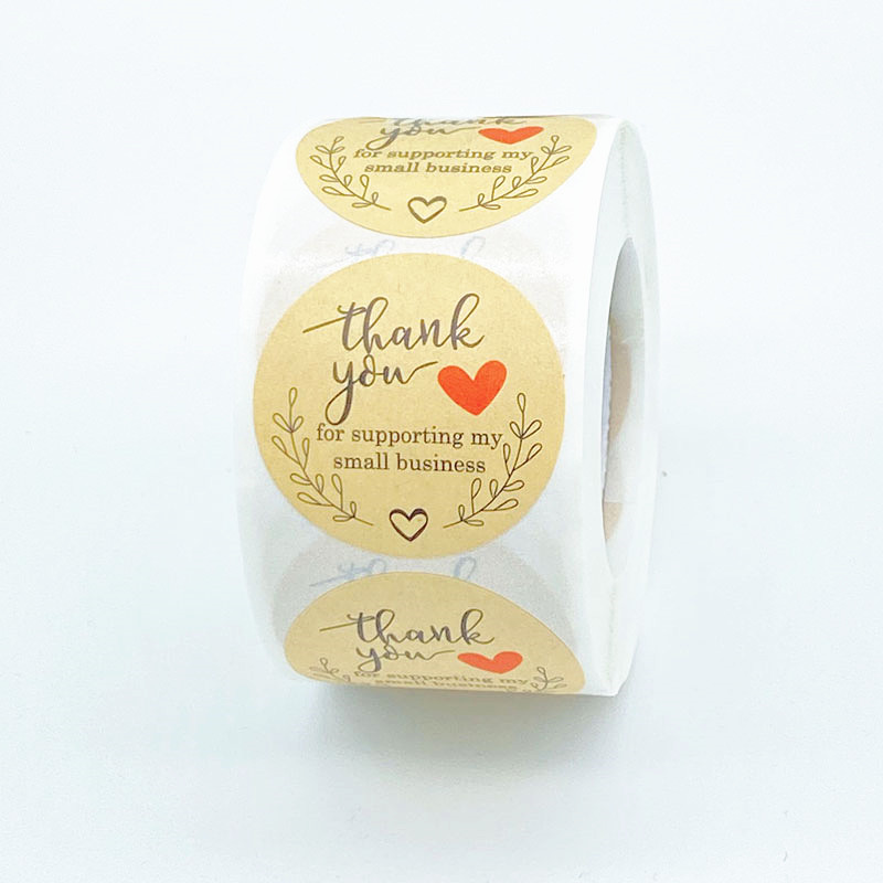 

500PCS Roll 1.5inch Thank You Handmade Round Adhesive Stickers Label For Holiday Presents Business Festive Decoration