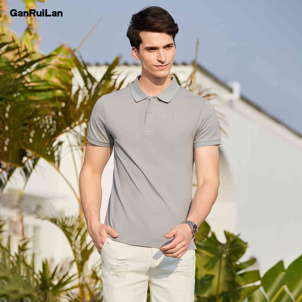 

Mens Polos Shirts Solid Color Short Sleeve Casual Polos Hommes Fashion Summer Lapel Male Tops Clothing HM-2188 210518, Navy color