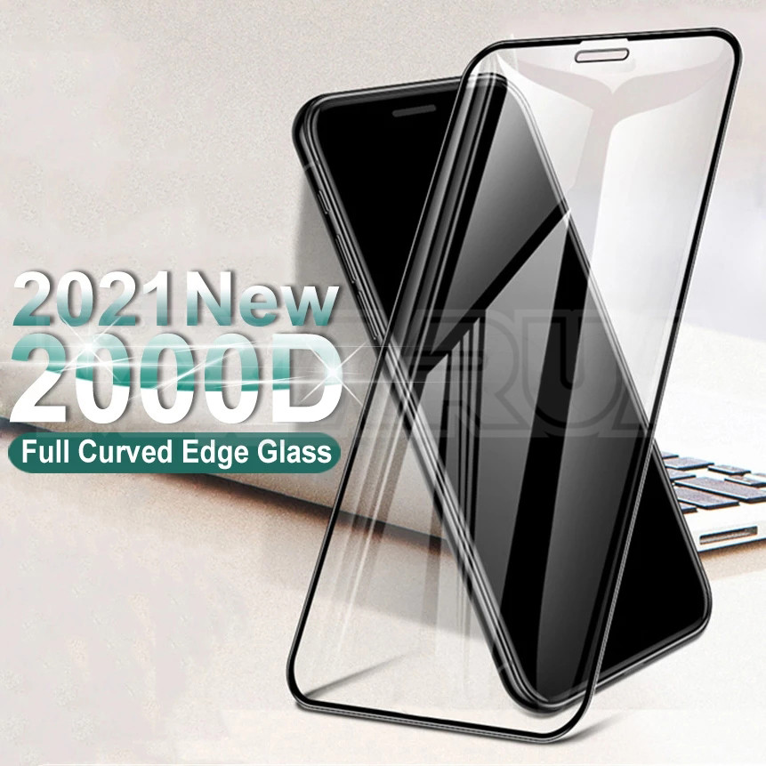 

2000D Curved Protective Tempered Glass For iphone 6 6S 7 8 Plus SE Screen Protectors on X XR XS 11 12 Pro Max