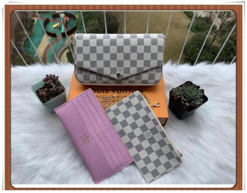 

BAGS LV LOUIS bag VITTON POCHETTE FELICIE three-in-one one-shoulder messenger bag fashion envelope bag lady chain bag M61276, Red;black