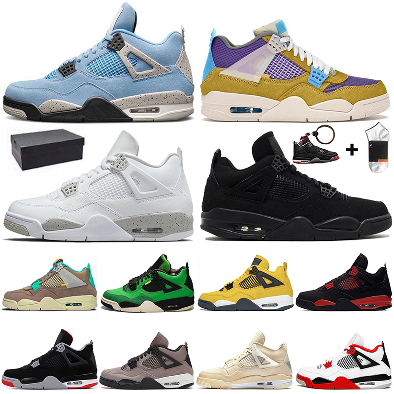 

With Box Jordon Basketball Shoes IV 2021 Jumpman 4s Retro White Jorden Oreo Univeristy Blue Off Sail Desert Moss Taupe Haze Red Thunder Trai