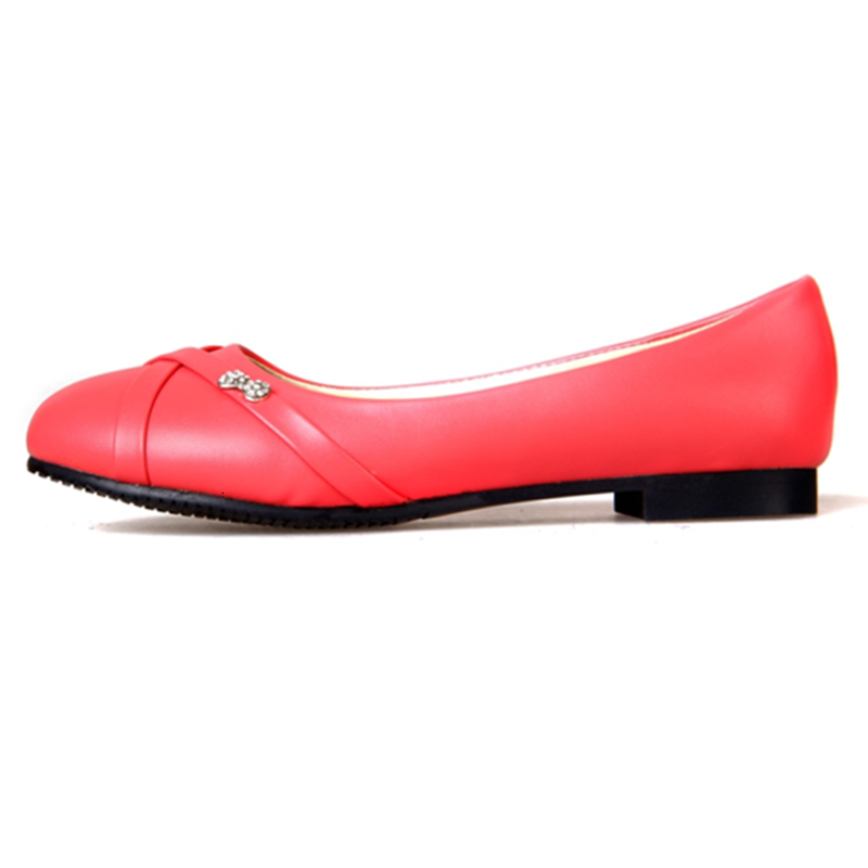 

dress shoes big size 47 fashion women's flats spring female ballet round toe solid black white casual work loafer ladies x7tw