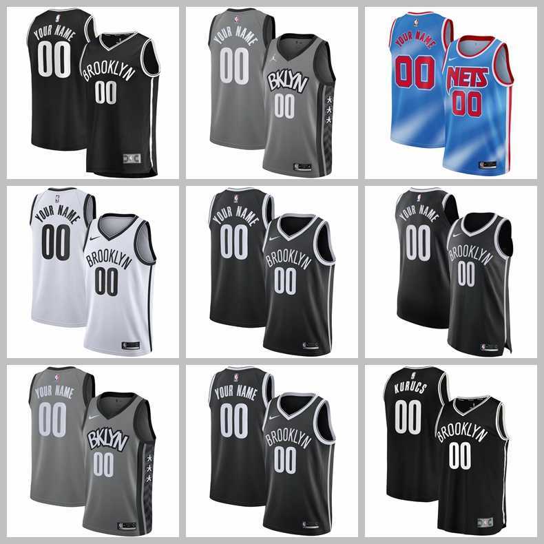 

2021 Basketball Team Jerseys Brooklyn Nets Jersey Kevin Durant Kyrie Irving White Black Gray Blue Color Stitched Size -XXXL Mesh Breathable Quick Dry, As photo