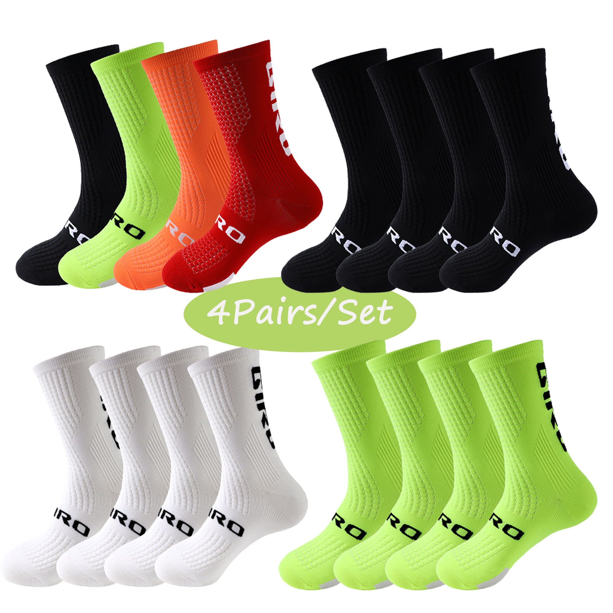

Cycling Socks Biking Socks Men 4 pairs/set Women Sport Sweat Absorbing Breathable Soccer Compression Wholesale, B5( 4 pairs)