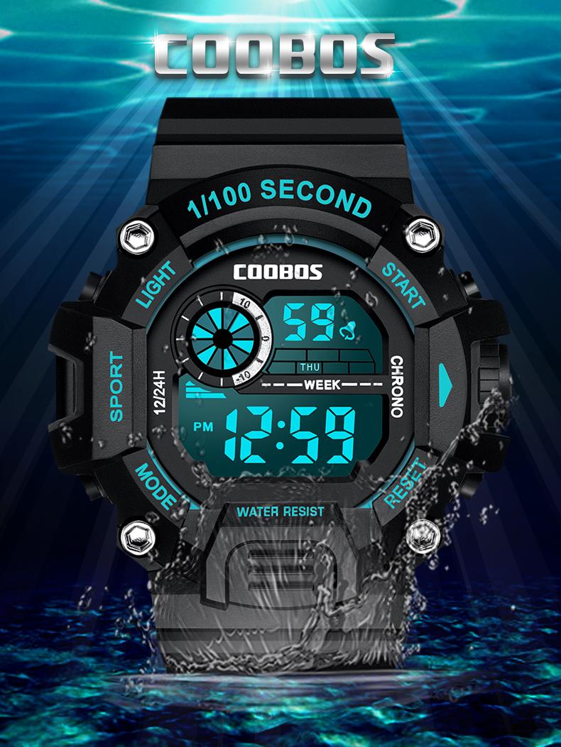 

Wristwatches Men's Digital Watch Fashion Brand Life Waterproof Sports Fitness Date Electronic Clock Male Week Month Chronograp Reloj Hombre, Black