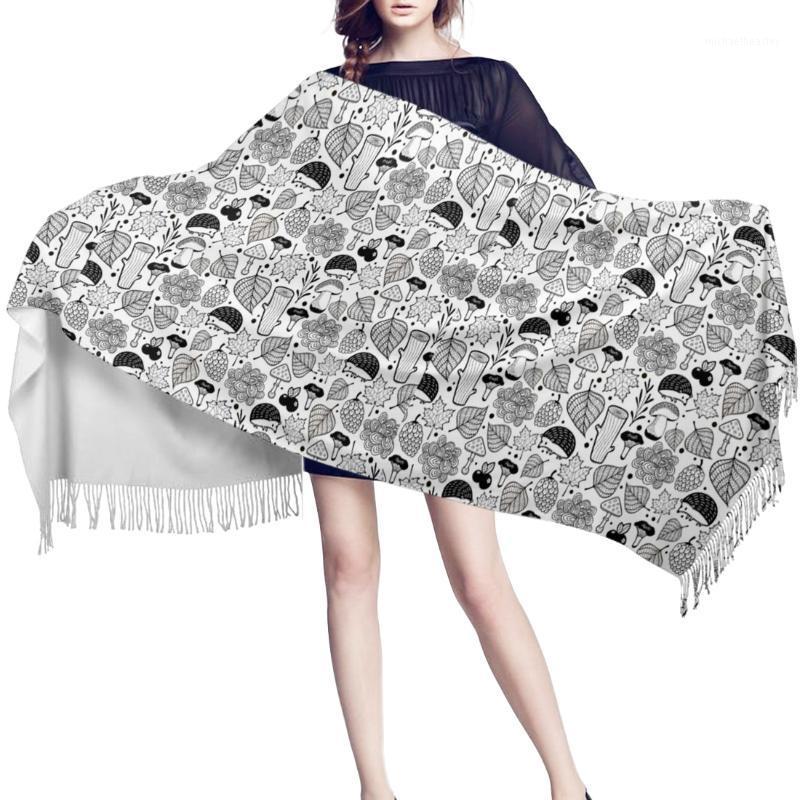 

Scarves Women Cashmere Scarf Autumn Winter Hijab Wrap Birch Animal Nature Printed Shawls Headband Summer Ladies