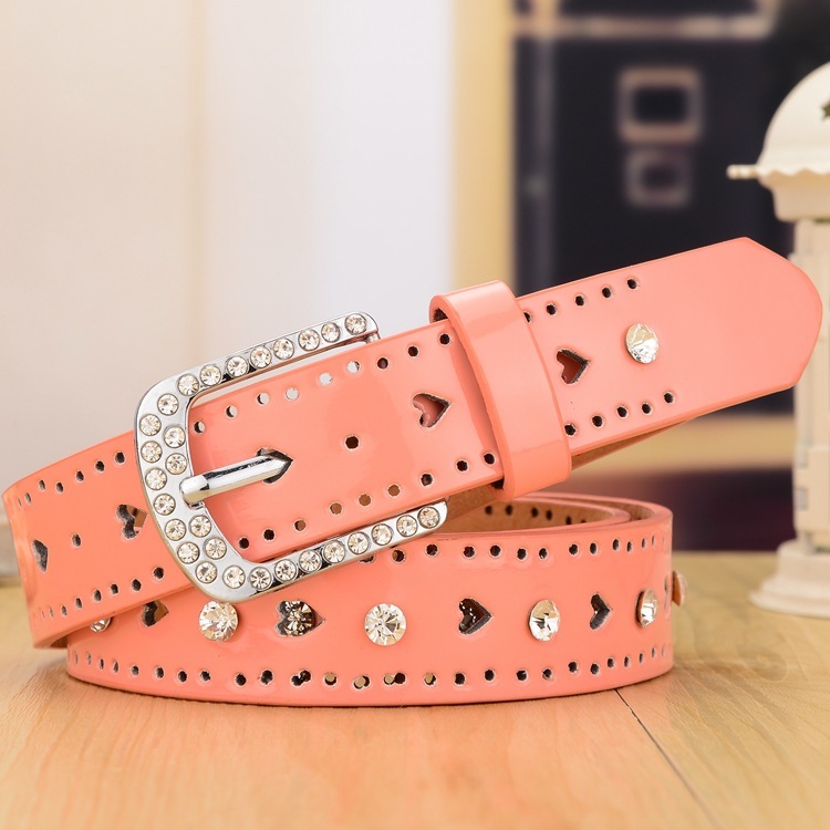

Designer belts 2023 Candy color fashion decoration thin women's Diamond Heart belt