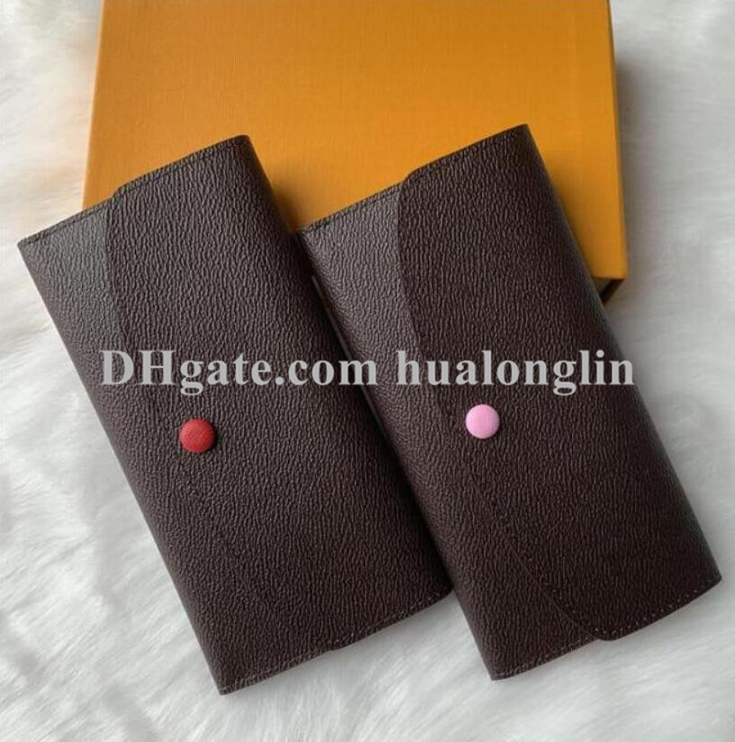 

High quality women wallet purse original box date code serial number flower grid checkers fashion classic bag card holder, Flower-red inside