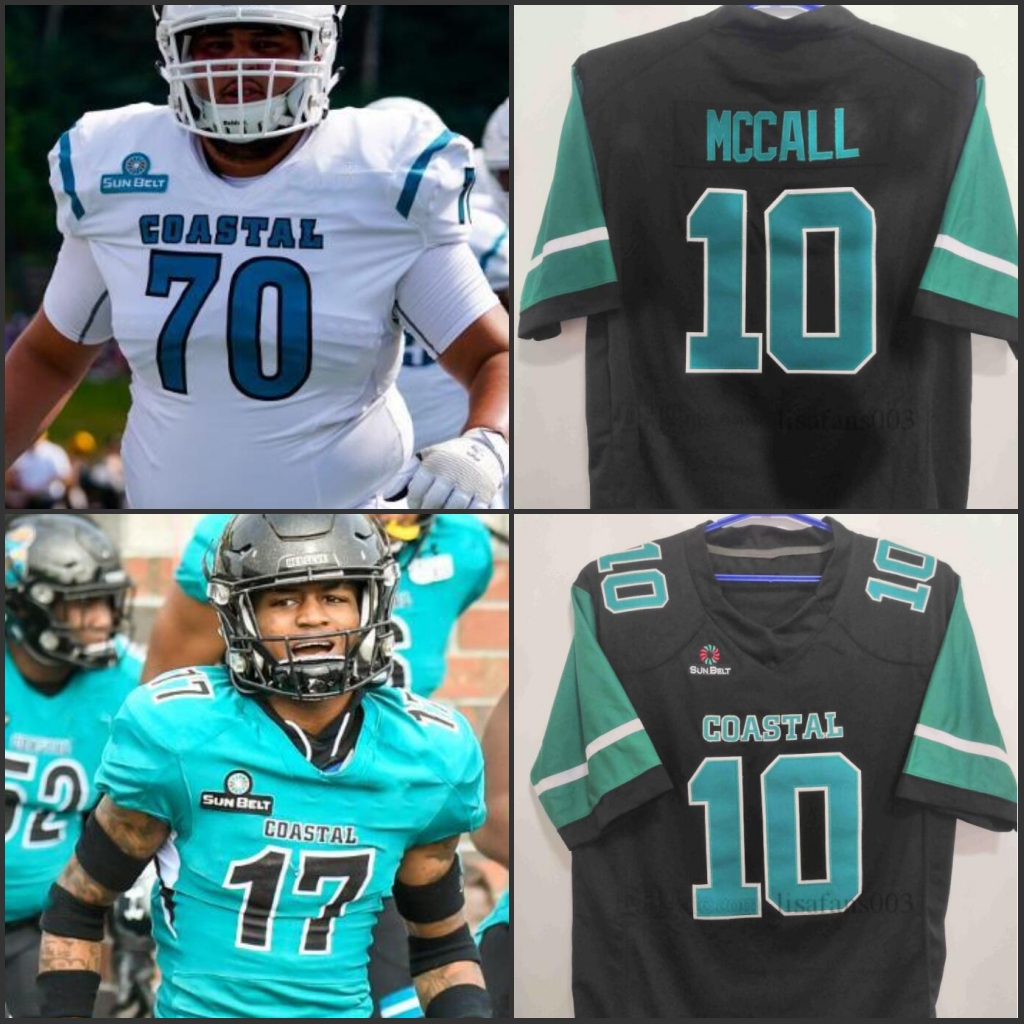 

Custom Coastal Carolina Football stitched jersey 6 Jaivon Heiligh 28 Jacqez Hairston 27 Jai Williams 12 Bryce Carpenter 9 Fred Payton Men Youth Kid women Jerseys, Green with 150th patch