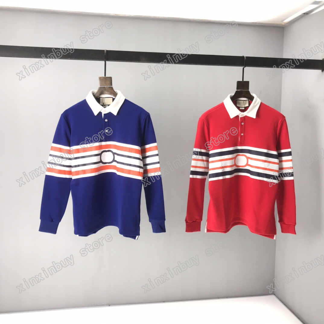 

2021 Designers Mens Womens T Shirts polo Letter stripe Man Paris Fashion T-shirt Top Quality Tees Street Short Sleeve luxurys Tshirts white black XS-L, Red