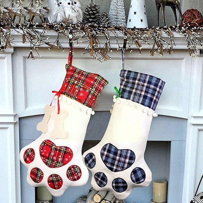 

Christmas Decorations Big Stockings Dog Claw Gift Bag Pendant Party Accessories Home Decoration For Year 2022 K6B0