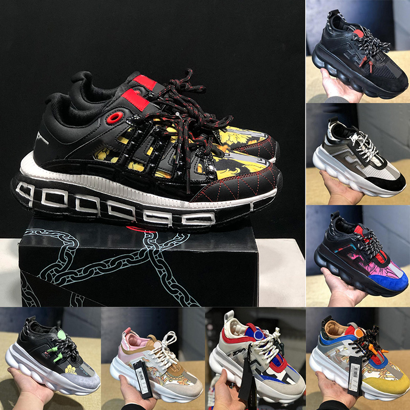 

trigreca casual shoes for men new fashions floral flower chain reaction react luxury brand designer shoe chunky bottom winter dress wedding, Black