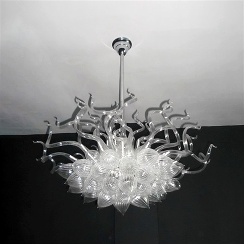 

Modern Suspension Chandeliers White Color Murano Glass Pendant Lamps Crystal Chandelier with Led Bulbs Lighting Villa Home Living Room Decoration 32X32 Inches