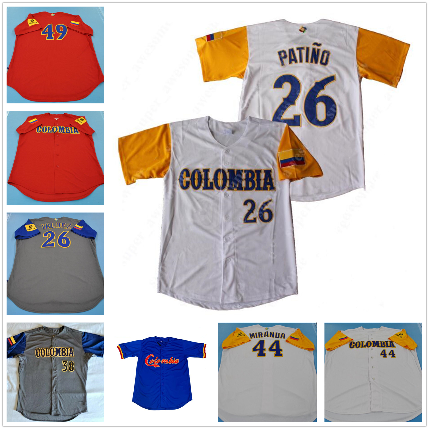 

Custom Colombia Baseball stitched Jersey Oscar Mercado Jolbert Ernesto Frieri Orlando Cabrera Jhonatan Solano Mauricio Ramos, White