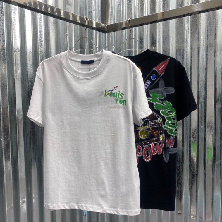 

2021 Summer Spring pairs Letter printed Tee Luxury Fashion Men Women t-shirts High Street short sleeve tshirt, Black;brown
