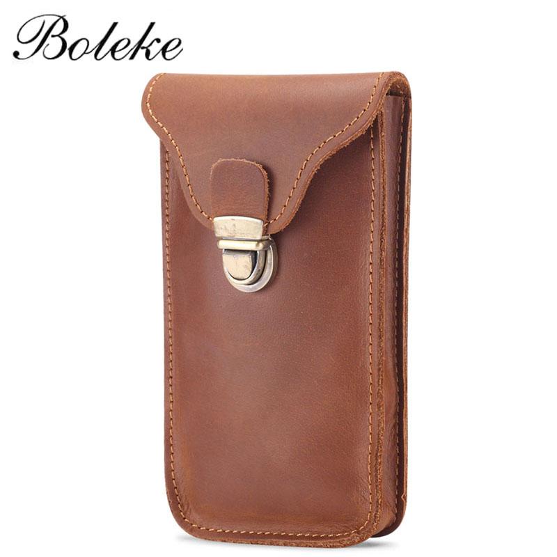 

Waist Bags Genuine Leather Coin Purse Simple Fashion Key Case Orgnizer Hanging Belt Mobile Phone Bag Crazy Horse Retro Wallet