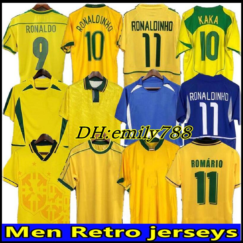 

1998 Brasil soccer jerseys 2002 retro shirts Carlos Romario Ronaldo Ronaldinho 2004 camisa de futebol 1994 BraziLS 2006 1982 RIVALDO ADRIANO, Black;yellow