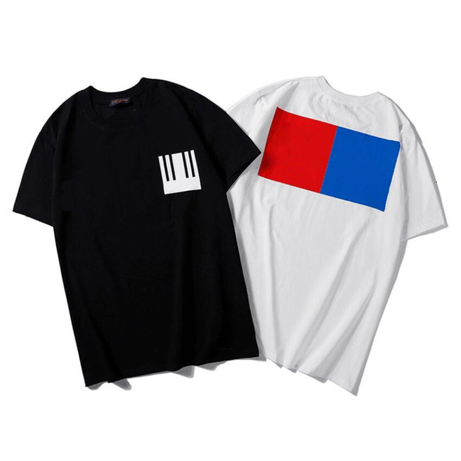 

2021 Mens Designer T-shirt Fashion Casual Wild High Quality Womens Summer Geometry Square Print Cotton Round Collar Short Sleeves Tees_news, White;black