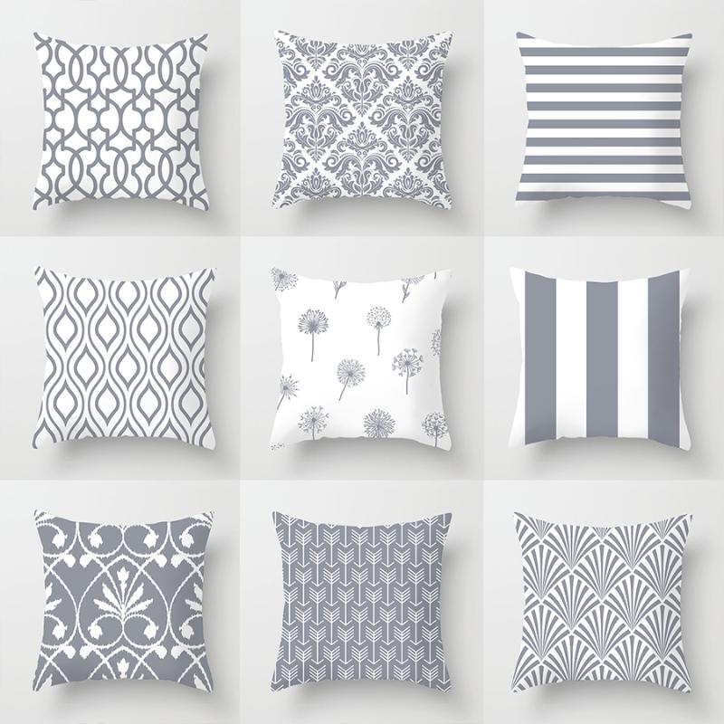 

Pillow Case Pillowcase 45 * 45CM European Grey Geometric Thin Polyester Printed Home Decor