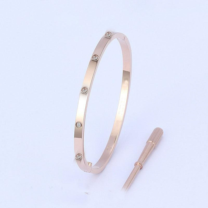 

4mm Thin Titanium Steel Bracelet Bangles Fashion Women Men 10 Stone Bangle Bracelets Distance Jewelry with Gift bag Size 16-19cm, Black