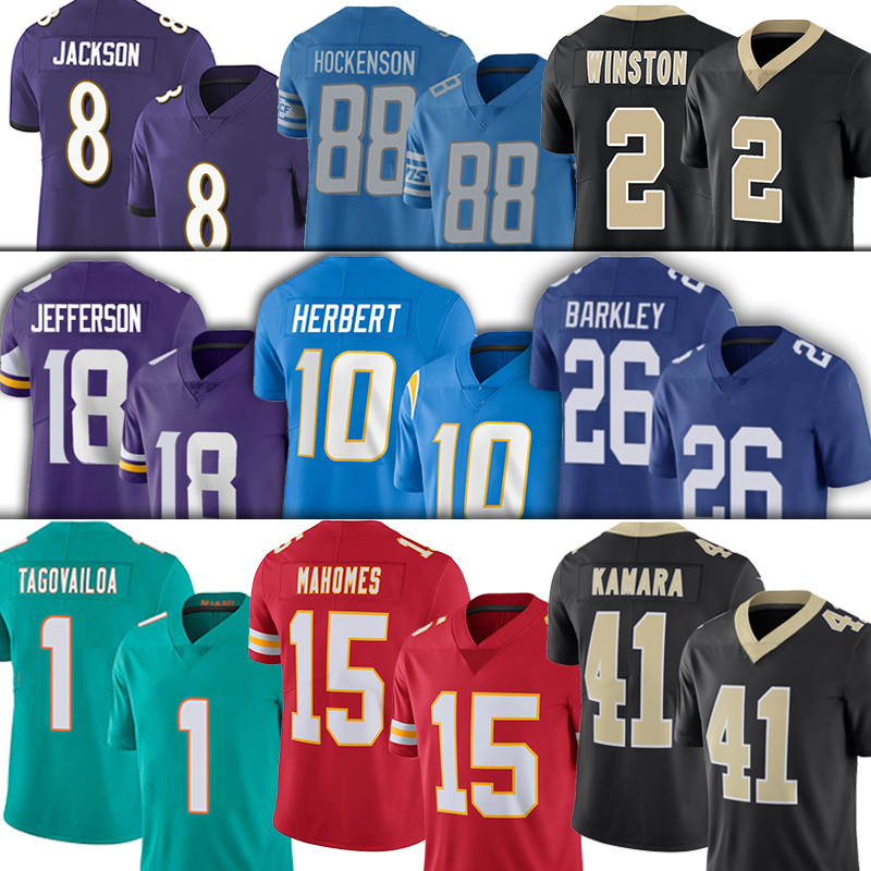 

1 Tua Tagovailoa Jerseys Football Alvin Kamara Patrick Mahomes Justin Jefferson Saquon Barkley Justin Herbert Lamar Jackson T.J. Hockenson, Men(shan dian )
