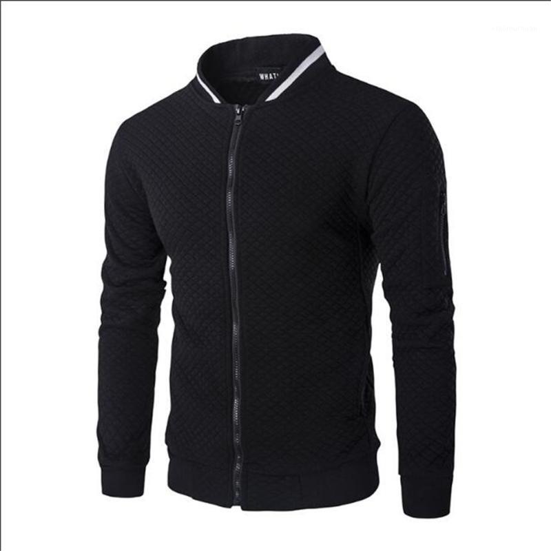 

Men' Hoodies & Sweatshirts 2021 Baseball Uniform Men/Youth Cotton Stand Collar Diamond Plaid Splicing Zipper Outdoor Sport Straight Type Ja, Black