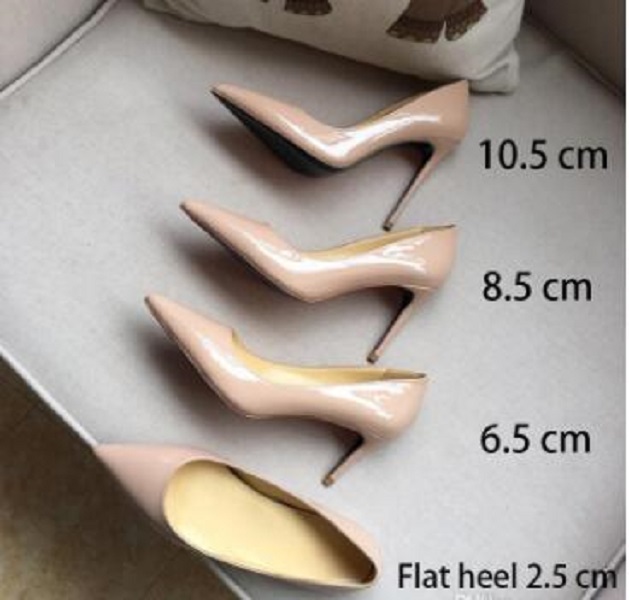 

size33-42Fashion luxury designer Nude black red women shoes red bottom high heels 8cm 10cm 12cm Leather Pointed Toes Pumps Dress shoes