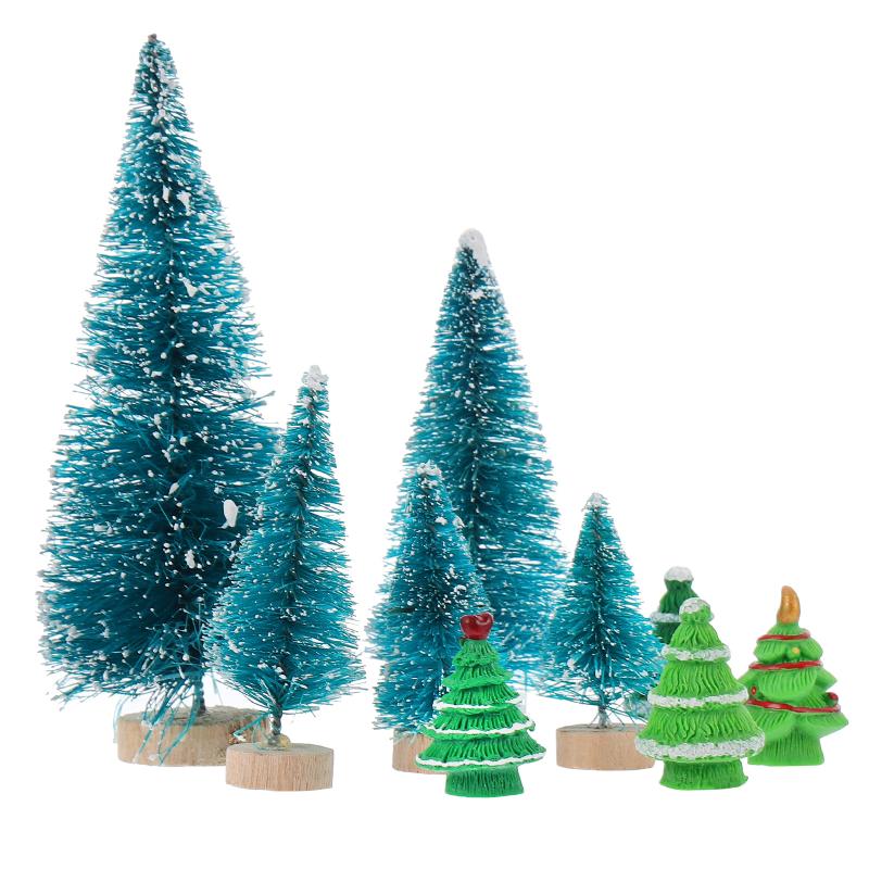 

Christmas Decorations 9Pcs Mini Tree Ornaments Resin Rustic Miniature Decoration