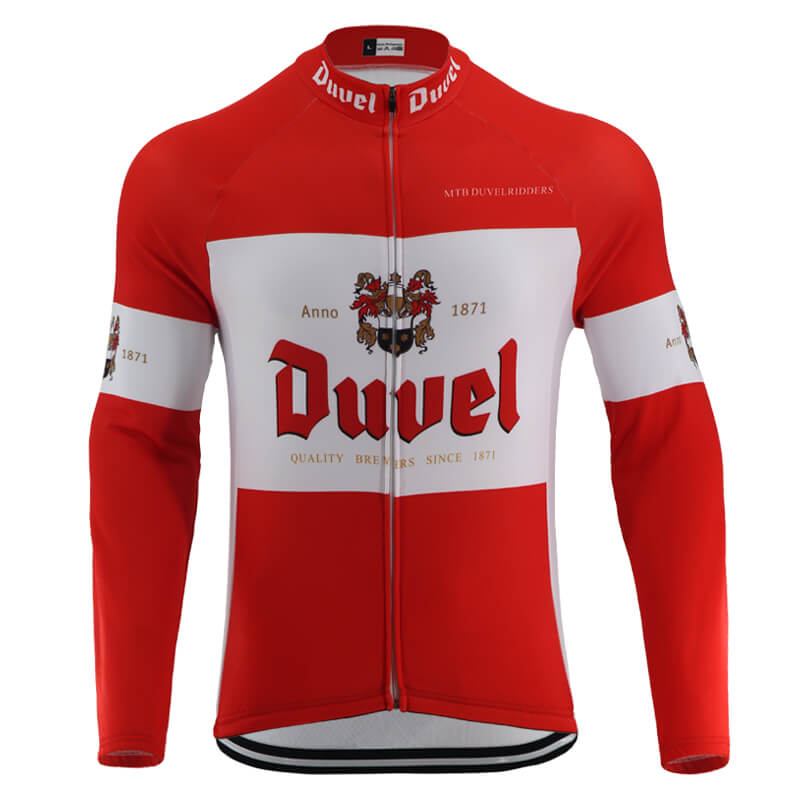 

Euskadi DUVEL Beer Red Cycling Jersey Long Sleeve Men's Retro Bicycle Clothing Summer Thin No Fleece & Winter Wool MTB Bike Clothes Ropa Ciclismo, Black
