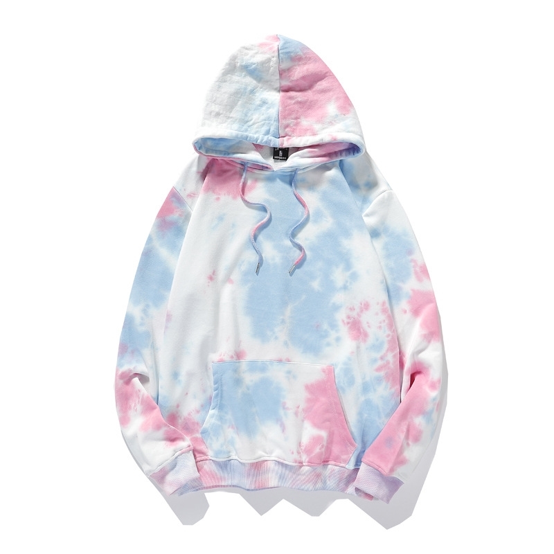 

Autumn and winter 2021 new women's sweater tie dyed hooded sports loose top for men, Pink