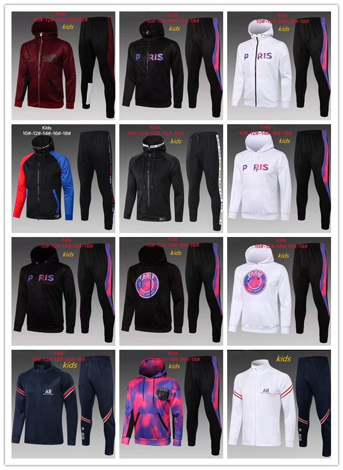 

2021 2022 Paris ISCO kids long zipper hoodie jacket tracksuit 20 21 22 MBAPPE hooded child training suit