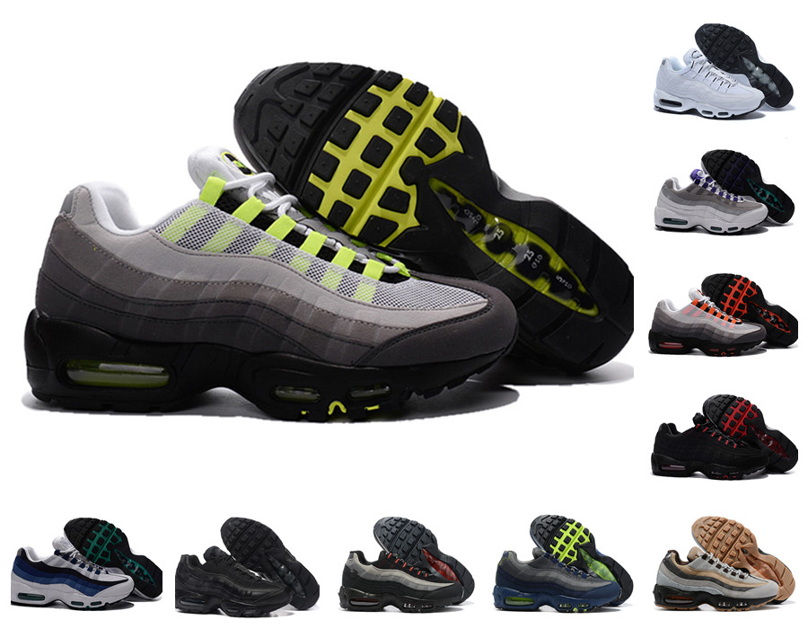 

high quality 95 Running Shoes Men Women Triple Black White Neon Laser Fuchsia Red Orbit Bred Aqua 95s Mens Womens Trainers Sports Sneakers Size 40-46