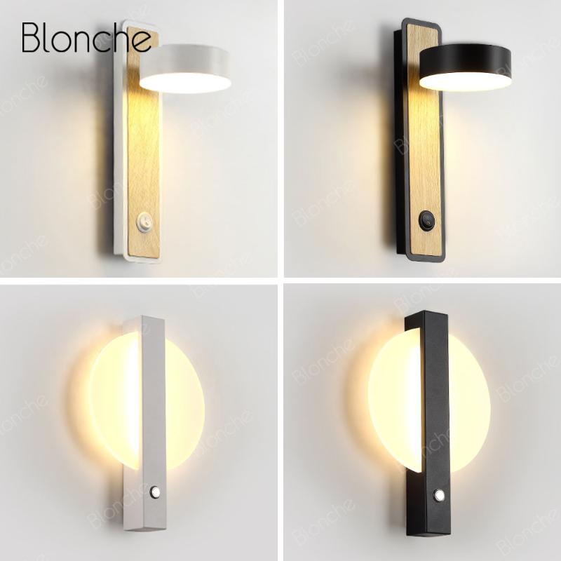 

Wall Lamps Modern LED Wooden Creative Light Bedside Lamp For Hallway Bathroom Bedroom Fixtures Indoor Decor Sconce