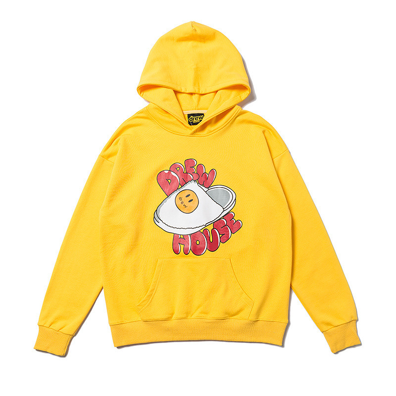 

Tide Brand Drew House Hoodies High Quality Hooded Street Fashion Slippers Print Funny Sweater For Men and Women Design Sweaters, Yellow