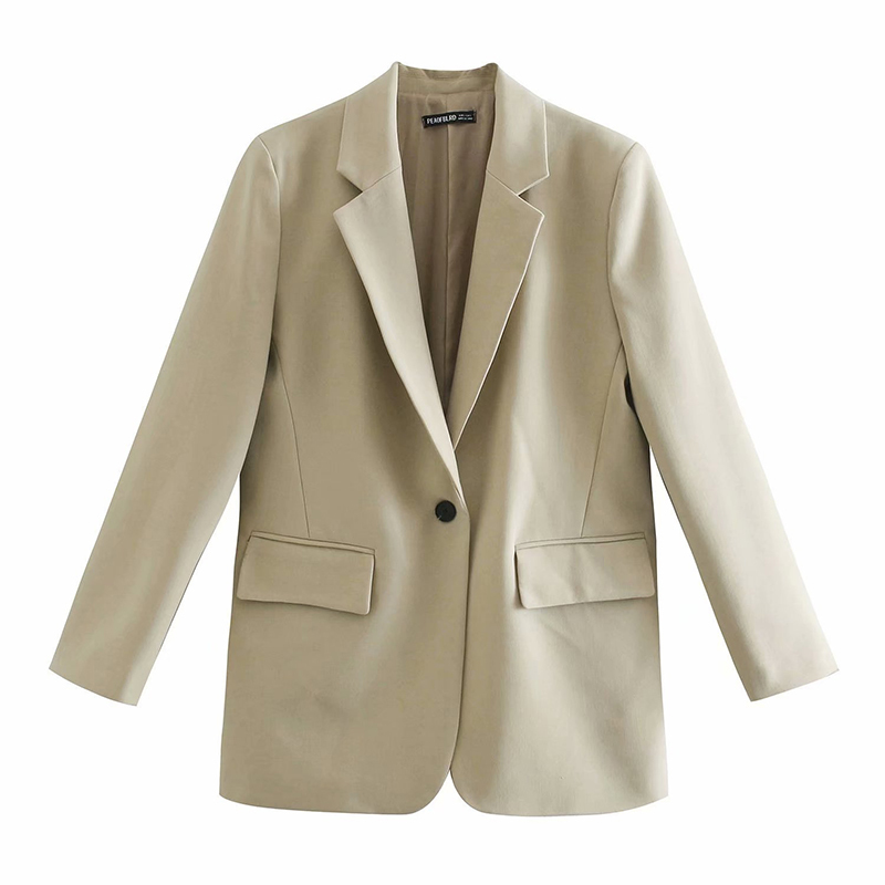 

Women Elegant Blazer Long Sleeve A Buckle Slim Check Coat Office Work Suit Jacket Outerwear 210520, As picture