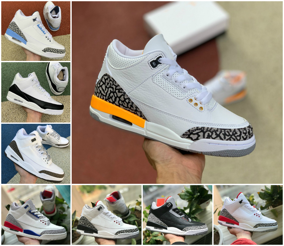 

2021 Laser Orange Fire Red 3s 3 Mens Basketball Shoes Fragment Knicks Varsity Royal Rivals Air UNC Blue Pure White BLACK CEMENT Designers, A-j3001