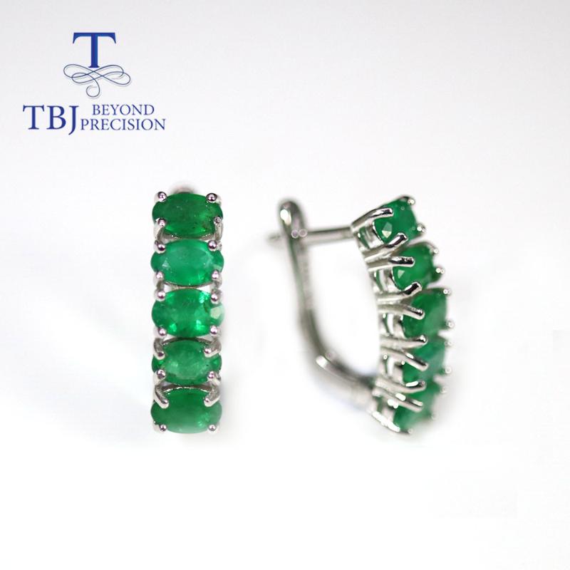 

Dangle & Chandelier TBJ,Natural Zambia Emerald Small Clasp Earring Oval 3*5mm 3ct Green Natural Gemstone Fine Jewelry 925 Sterling Silver Fo