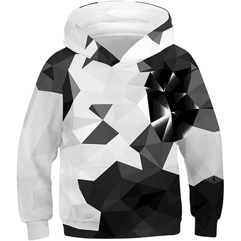 

Triangle smoke pattern comfortable men and women novelty hoodie 3D printing pullover hoodie with pocket 100-160, Black