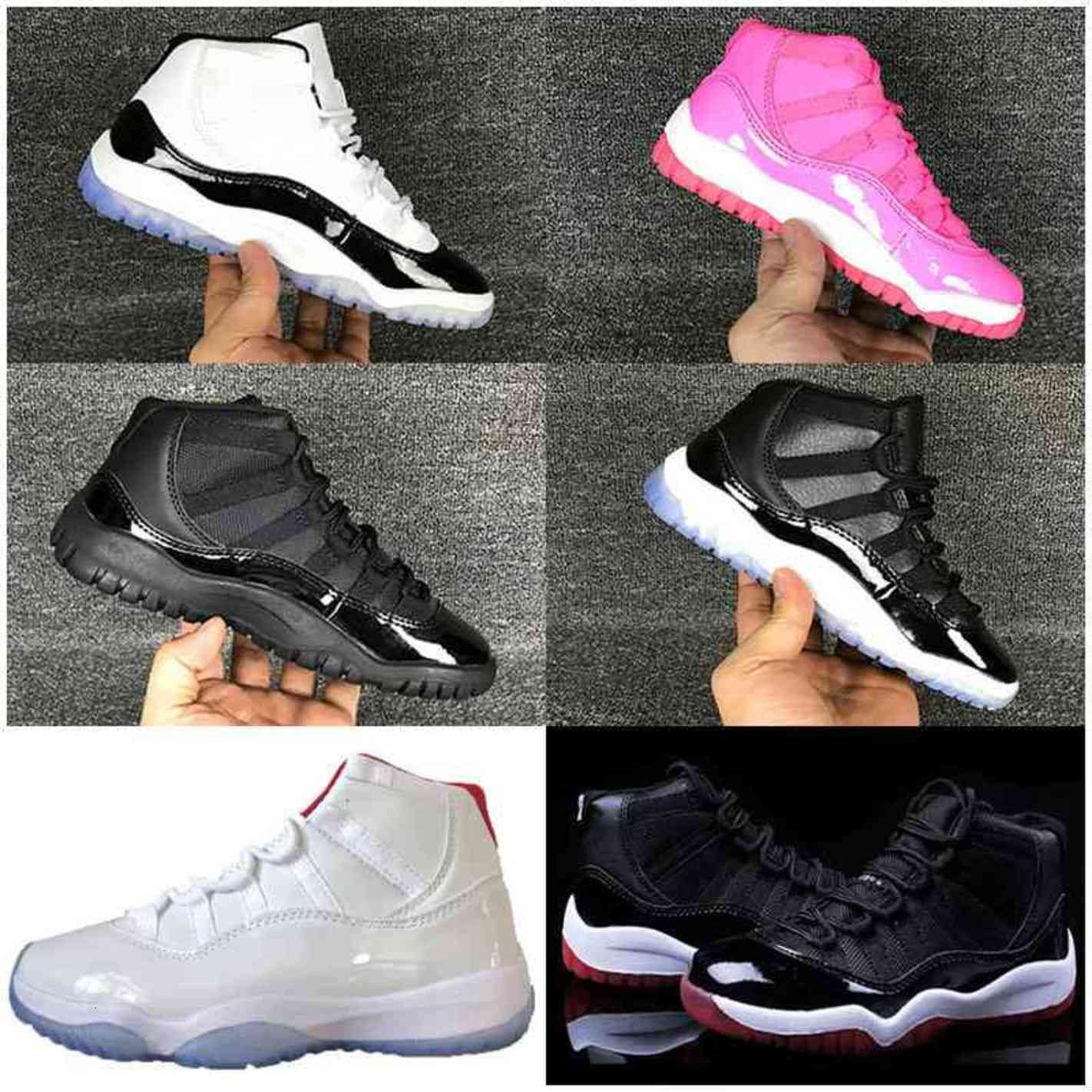 

Kids 11 11s Space Jam Bred Concord Gym Red Shoes Children Boy Girls White Pink Midnight Navy Sneakers Toddlers Birthday Gift, Black