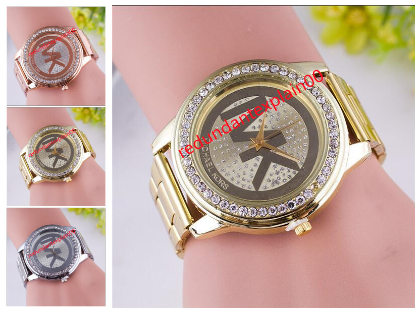 

021 michaelmkkors Fashion designer Diamond Watches women Girl Big letters women Clock Wristwatch steel band watch Quartz watch men, Black;brown