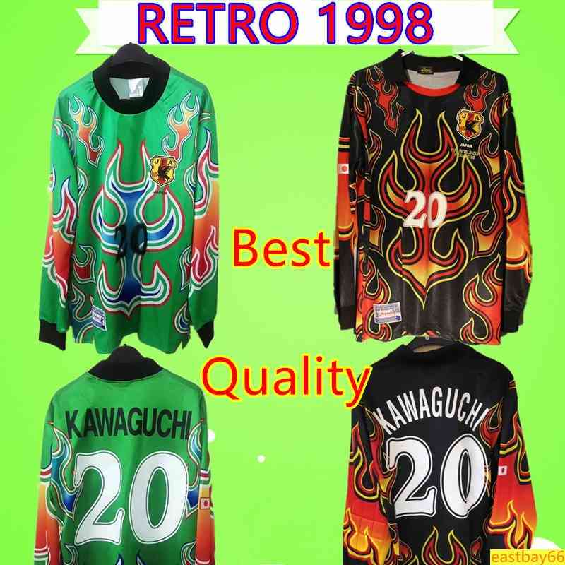 

Thai Quality 1998 Japan Soccer Jerseys Retro Long Sleeve Goalkeeper 98 #20 Kawaguchi Football Shirt Uniforms World Cup Classic Green Vintage Orange, Black;yellow