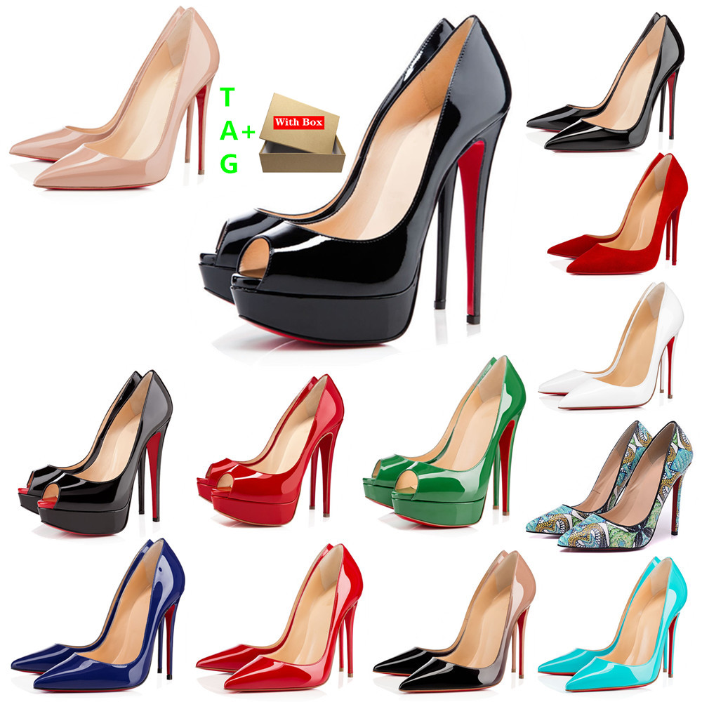 

Brand Woman Red Bottoms High Heels Patent Platform Peep-toes Sandals Designer Pointy Toe Dress Shoe Luxury Womens Shallow Mouth Reds Sole Pumps Wedding Shoes 2205, 40