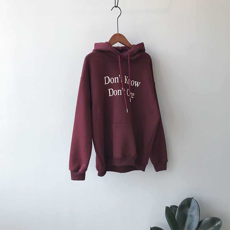 

Fleece Thickened Letter Hooded Sweatshirt Women's Winter Korean Loose Coat Trend Warm Pullovers 210607, Dark blue