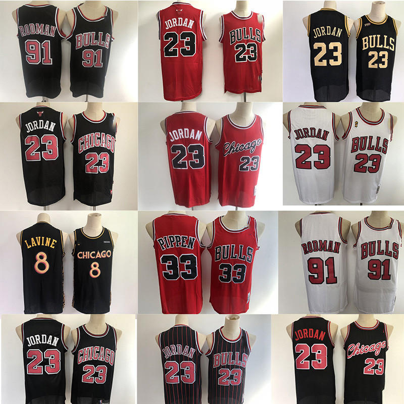 

Chicago Bulls Basketball Jerseys Michael Jordan 8 Zach LaVine 33 Scottie Pippen 91 Dennis Rodman men jersey, Gongniu