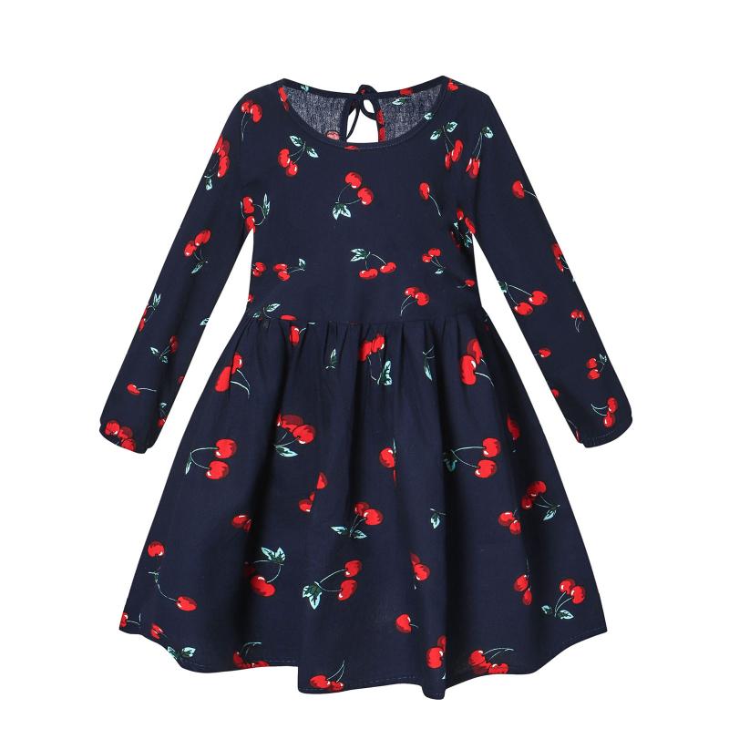 

Girl's Dresses 9M-6Y Spring Autumn Girls Floral For Kids Cherry Print Princess Baby Birthday Dress Children's Casual Clothes, Red;yellow