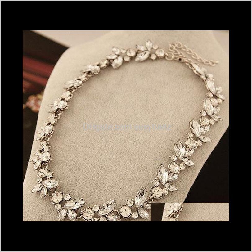 

Chokers & Pendants Drop Delivery 2021 Retro Full Austria Crystal Rhinestone Choker Necklaces Women Short Chain Flower Pendant Party Necklace